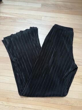 Zara Black Pleated Elastic-Waist Pants